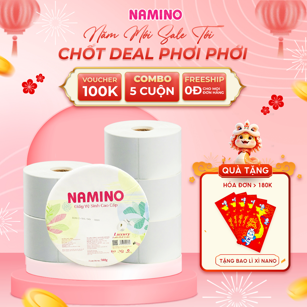 Giấy vệ sinh cuộn lớn 500gr